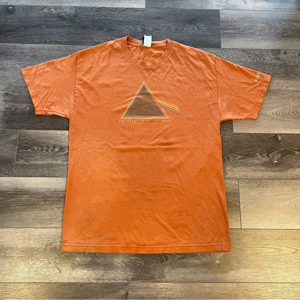 Vintage Orange Pink Floyd Logo T Shirt Size Large 2004 Dark side Of The Moon